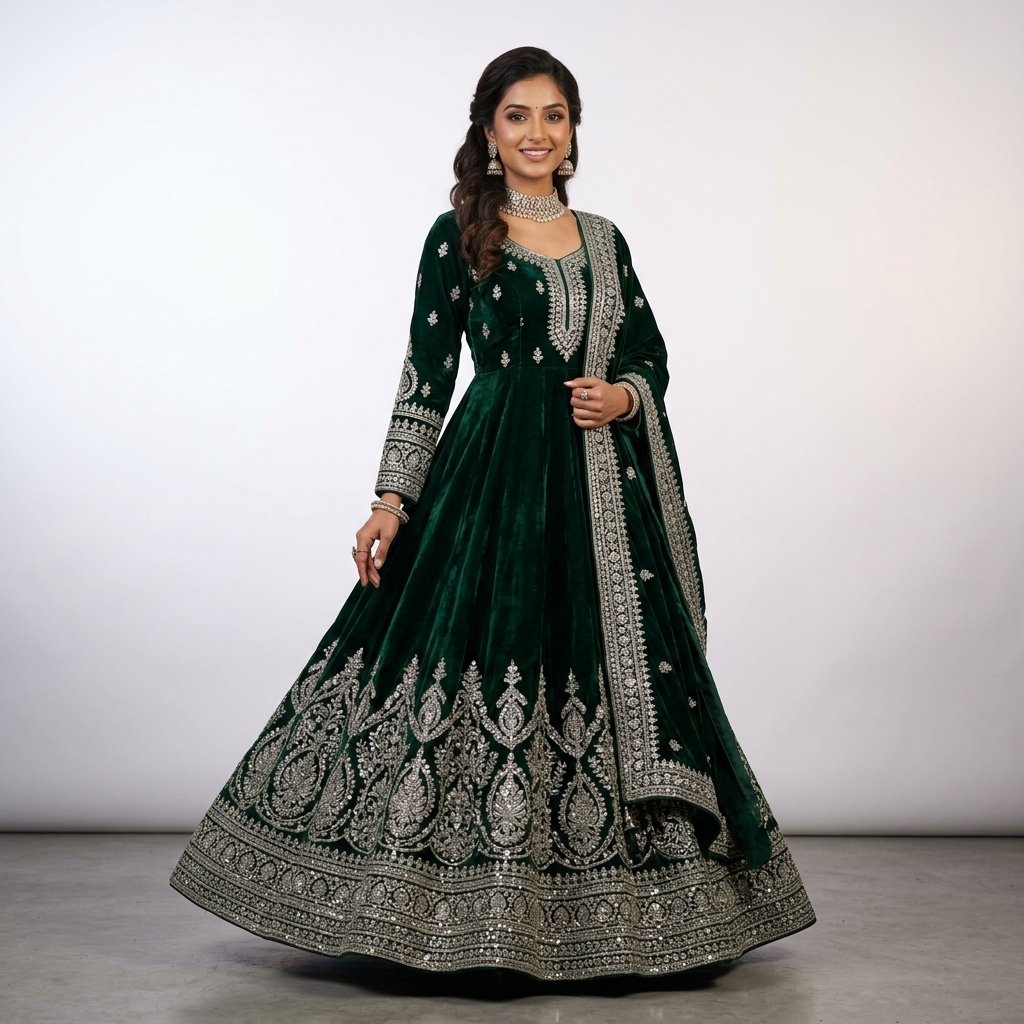 Green Georgette Anarkali